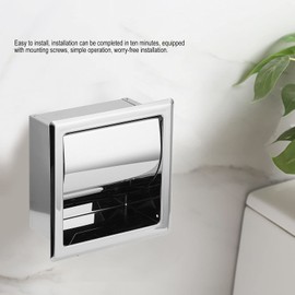 Recessed Paper Holder for Bathroom Storage, Stainless Steel Inset Toilet Paper Holder in Wall Toilet Paper Holder for Home Hotel Bathroom Toiletpaperholder