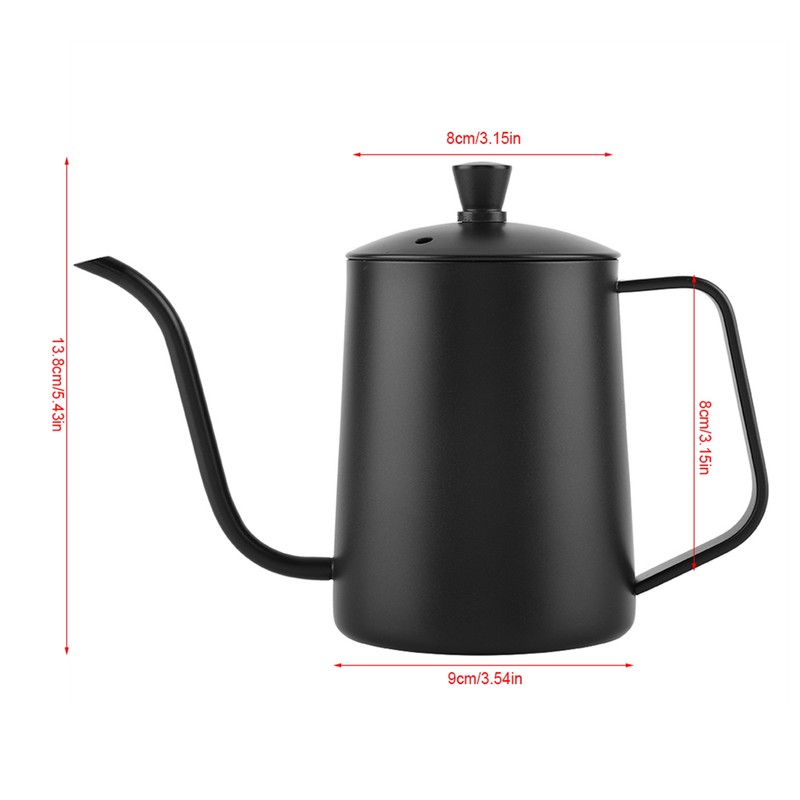 550ml Stainless Steel Long Gooseneck Coffee Pot Kettle with Lid