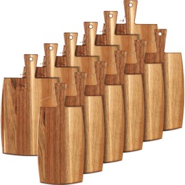 Layhit 12 Pcs Bulk Wood Acacia Cutting Board Charcuterie Board with Handle Laser Engraving Board Large Small Serving Board for Kitchen Chopping Cheese Mother's Day Wedding Housewarming Gift(2 Siizes)