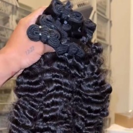 Raw Human Hair 100 Percent Human Hair Burmese Curly Hair Bundles Pixie Curly Natural Wave Straightcolor: cambodian deep wavy, Stretched Length: 12 inches