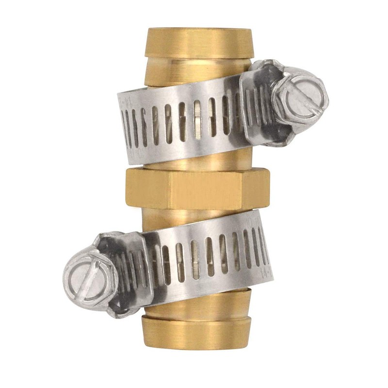 Brass Garden Hose Repair Mender Kit with Stainless Clamp (3/4")