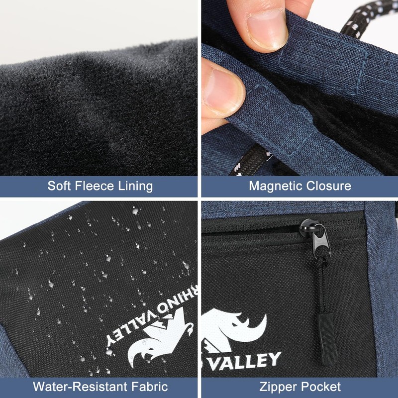 Rhino Valley Chalk Bag for Rock Climbing, No Leak Magnetic