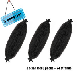 3 packs Springy Afro Twist Hair 16 inch Pre-Separated Kinky Marley Twist Braiding Hair Soft Pre-fluffed Synthetic Crochet Wrapping Hair for Distressed Faux Locs Spring Twist Passion Twist for Mothers Day Gifts