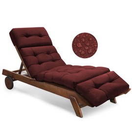 Tycdiose Outdoor Chaise Lounge Chair Cushion Replacement 74.4 x 22 x 4.7 Inches Memory Foam Waterproof Lounge Chair Cushions for Outdoor Furniture with Ties, Thickened Pool Lounge Chair Cushions, Red