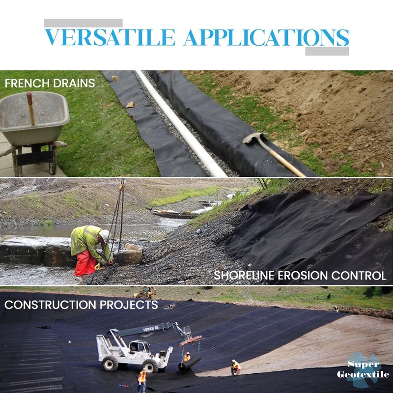 Super Geotextile 4, 6, 8 oz Non Woven Fabric for
