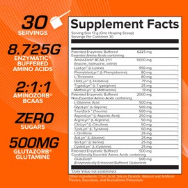 EFX Sports Aminozorb Elite 21 | PH-Correct, Full Spectrum Aminos + Glutamine | Essential & Non Essential Aminos | Zero Sugars | 30 Servings (Orange Splash)