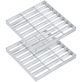 Otoolling 2 Pcs Galvanized Steel Drain Grate 12x12 inch Heavy Duty Outdoor Drain Cover Class Channel Grate Rust-Proof Metal Sewer Silver for Garage, Sewer, Dowmspout, Driveway, Yard