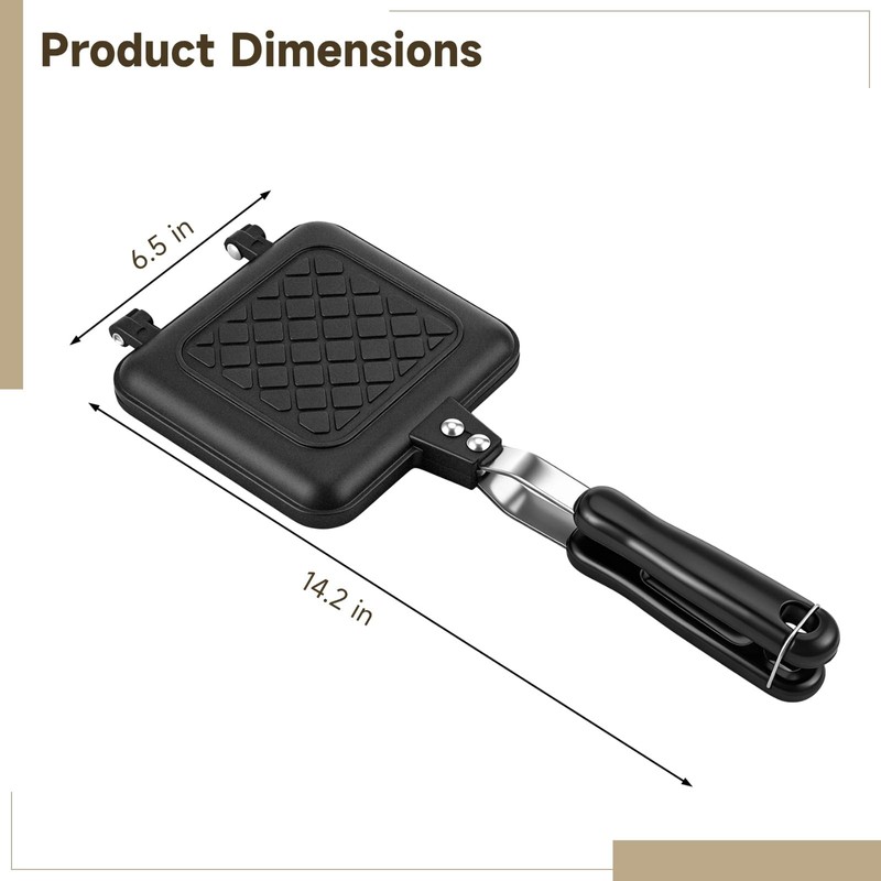Non-Stick Sandwich Maker, Grilled Sandwich Maker with Pattern Design, Portable,