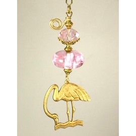 Brass Flamingo with Pink Glass Ceiling Fan Pull Chain