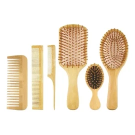 Opál Cosmética Kit Cepillos Y Peines De Bambú Antifrizz + Bolsa De Manta
