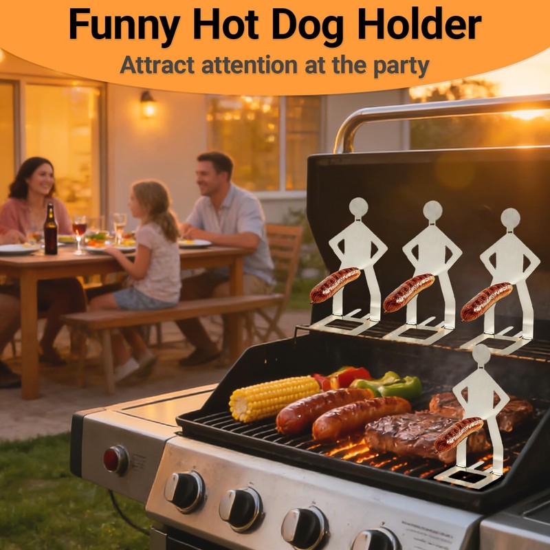 Hot Dog Holder, 5 Pcs Funny BBQ Sausage Holders Stainless