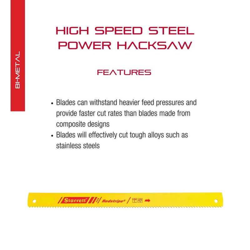 Starrett Redstripe Solid High Speed Steel Power Hacksaw Blade -
