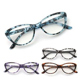 eyeezi 4PC Cat Eye Reading Glasses for Women Anti-Glare Readers 2.50+Blue Light Reading Glasses for Women Readers with Flexible Spring Hinges