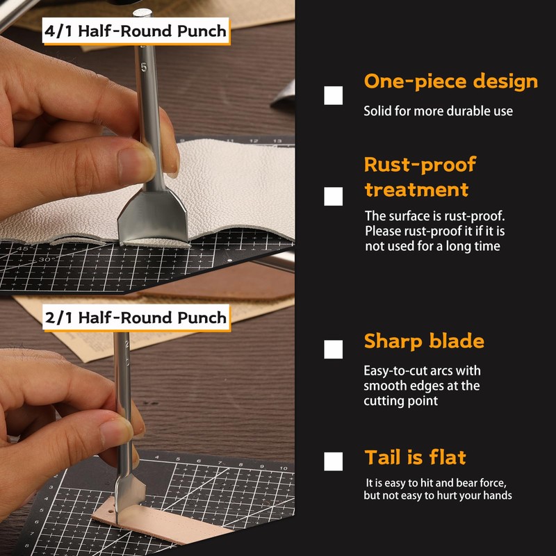 Yizzvb 14 Sizes Leather Corner Punch, Half-Round Punch Set, Leather