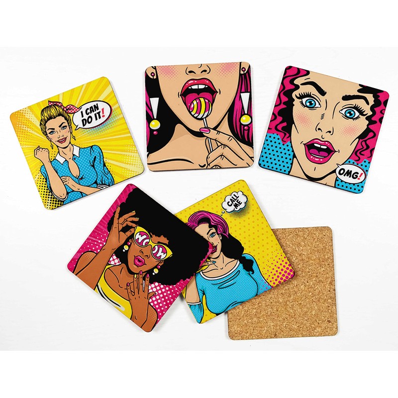 Inkdotpot Set of 6 Drink Coasters Decorative Non Slip Cork