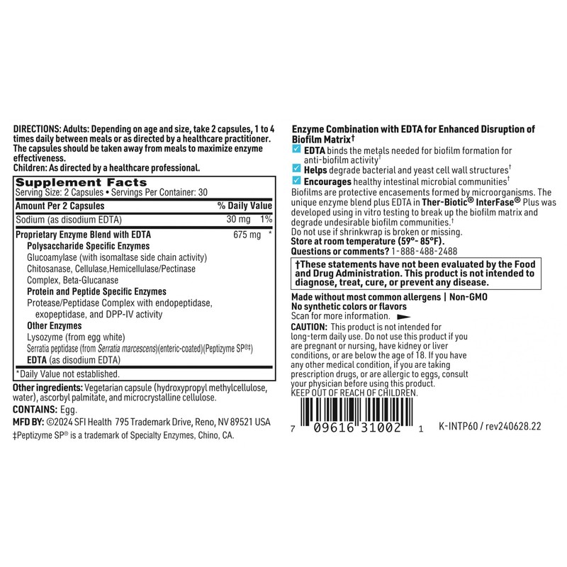 Klaire Labs SFI Health Interfase Plus - Enzyme Combination to