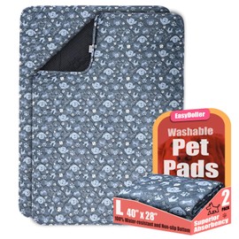 Washable Pee Pads for Dogs - 2 Pcs 28"x40" Blue Superior Reusable Puppy Pet Training Pads - Waterproof Dog Pee Pad Protects Against Urine Leakage Non-Slip Grip Prevents Slipping & Bunching