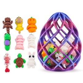 Easter Surprise Egg - 3D Printed Hollow Easter Egg with 9 Miniature Animal Figures Inside - Unique 3D Printed Easter Gift and Holiday Decor (Mystic Egg)