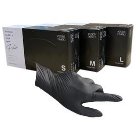 Felice Nitrile Gloves, Black, Powder-Free, 100 Pieces, Food Sanitation Law Compliant, Size L, Length 9.1 x Width 4.2 inches (230 x 107 mm)