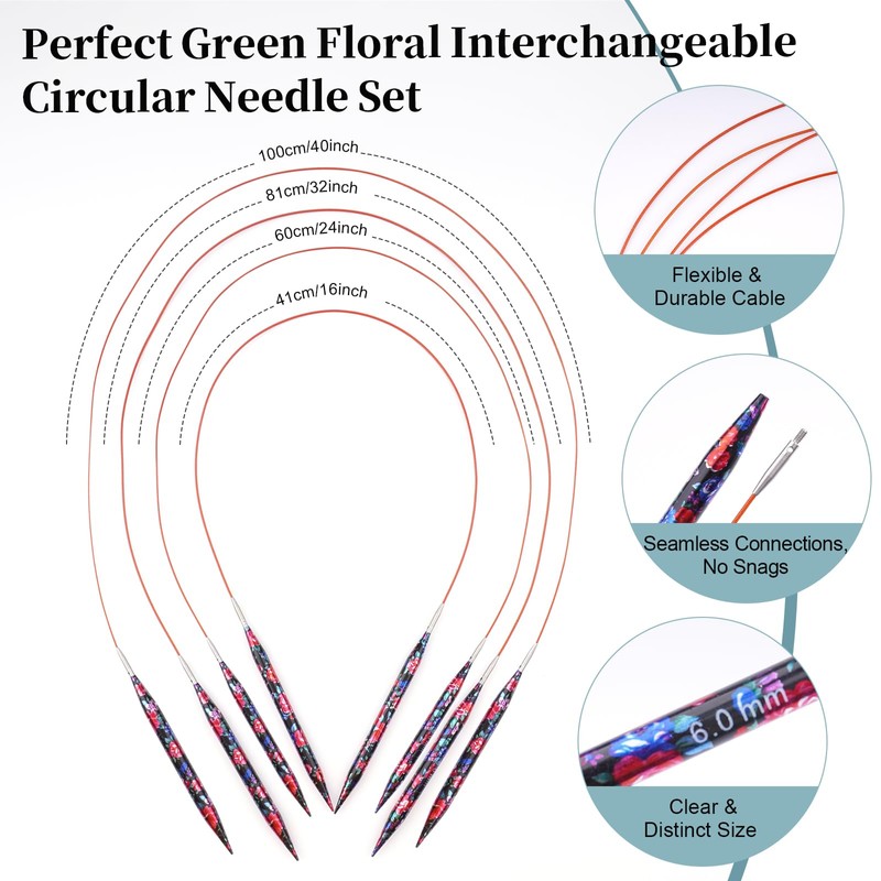 Mdoker Interchangebale Circular Knitting Needles Set 13 Pair Round Metal