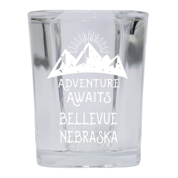 Bellevue Nebraska Souvenir Laser Engraved 2 Ounce Square Base Liquor