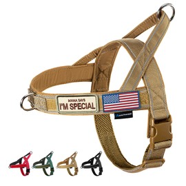 Annchwool No Pull Dog Harness with Soft Padded Handle,Reflective Strip Escape Proof and Quick Fit to Adjust Dog Harness,Easy for Training Walking for Small & Medium and Large Dog(Brown,XL)