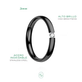 Clepsidra® Anillos de Promesa Acero Inoxidable con piedra central. Anillos de Mujer resistentes. Accesorios y Joyeria para Mujer de uso diario. Anillos de compromiso elegantes. Wedding ring. Jewerly