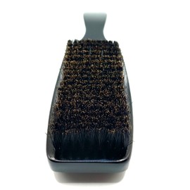 Mens Curved Soft Thick Boar Bristle Wave Hair Brush with Heavy Woodern Handle (Black)