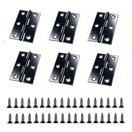 12 Packs 2.15 Inch Black Stainless Steel Butt Hinges, Small Cabinet Door Hinges with Matchting Screws for Jewelry Tool Storage Boxes Cabinet Closet and Various Doors