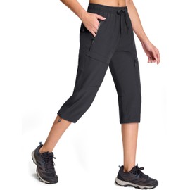MAGCOMSEN Womens Hiking Capris Pants Outdoor Quick Dry Light Weight Pants Water Resistant UPF 50+ Joggers Dark Grey XL