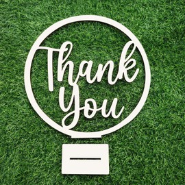 Wooden Thank You Table Sign,Standing Table Decor,Appreciation Party Centerpiece for Wedding,Bridal Shower,Baby Shower,Thanksgiving Dinner(11.8×11.8in)