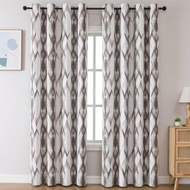 BULLPRINCESS Blackout Curtains 84 Inch Length 2 Panels Set for Bedroom/Living Room, Noise Reducing Window Treatment Thermal Insulated Drapes, Curves & Circles Coffee, W 52xL 84 Inch
