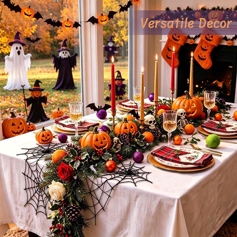 50ct Halloween Ornaments Tree Decoration, Black Green Orange Purple