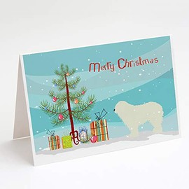 Caroline's Treasures BB2973GCA7P Komondor Merry Christmas Tree Greeting Cards and Envelopes Pack of 8 Blank Cards with Envelopes Whimsical A7 Size 5x7 Blank Note Cards