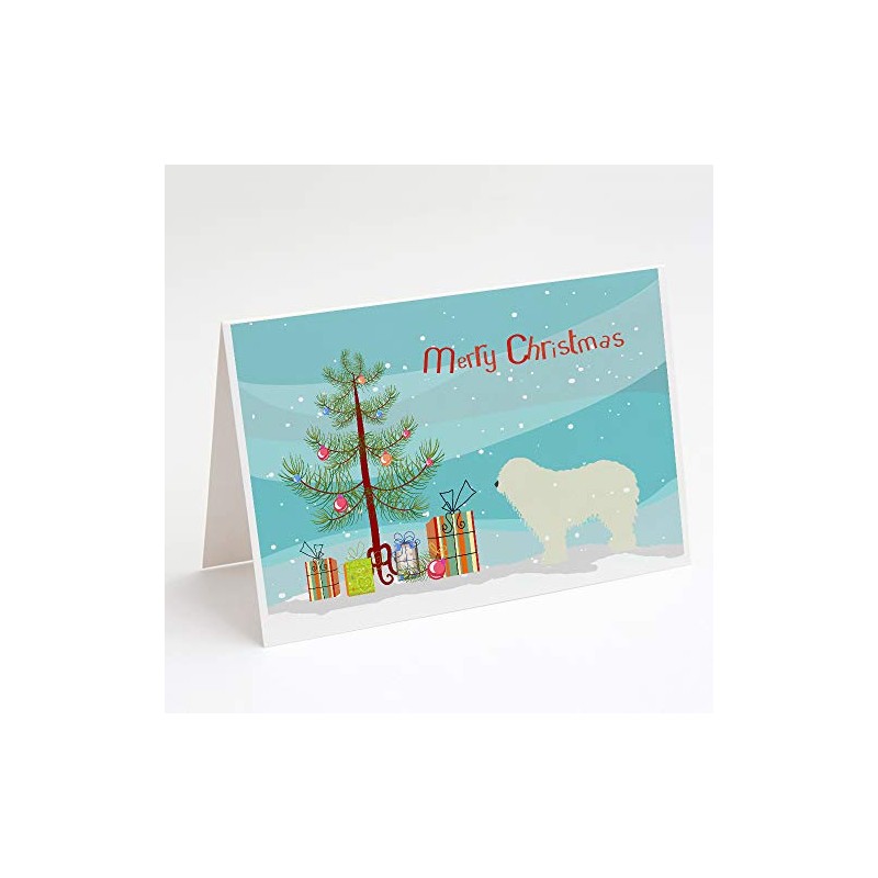 Caroline's Treasures BB2973GCA7P Komondor Merry Christmas Tree Greeting Cards and