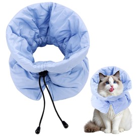 EDLMKM Cat Recovery Collar, Soft Adjustable Elizabethan Collar, Neck Protective for Cats and Kittens After Surgery, for Kittens Puppies Warm Comfortable Prevent Licking Biting Protect (Light Blue, M)