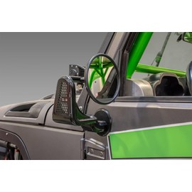 DV8 Offroad Tubular Mirrors for the 2007-2018 Jeep Wrangler JK | Tubular Design | Fold in Technology | Flat and Convex Mirrors | Sold as Pair | Black Finish