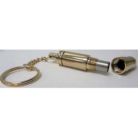 1 Metal Eclipse Gold Bullet Cigar Hole Punch Cutter with Key Chain. Self Cleaning. Self Injecting