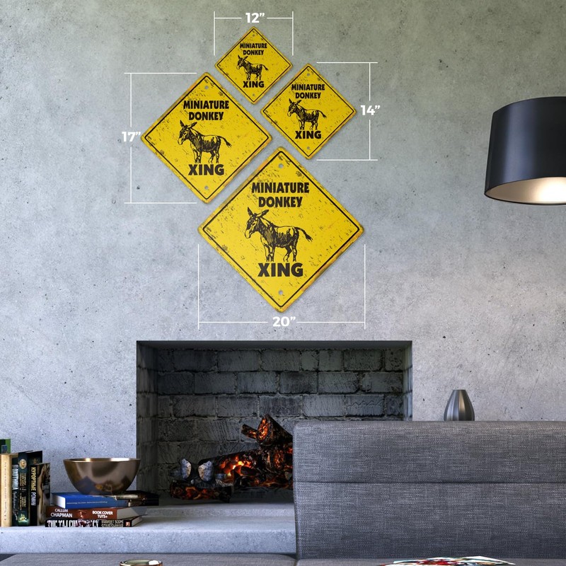 Miniature Donkey Vintage Crossing Sign Zone Xing | Indoor/Outdoor Plastic