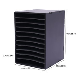 11 Compartments Vertical Desktop Sorter, File Holder with Adjustable Shelves Countertop Literature Organizer Mail Sorter 11 Slots Desktop File Sorter for Office Study Classroom Home School(Black)