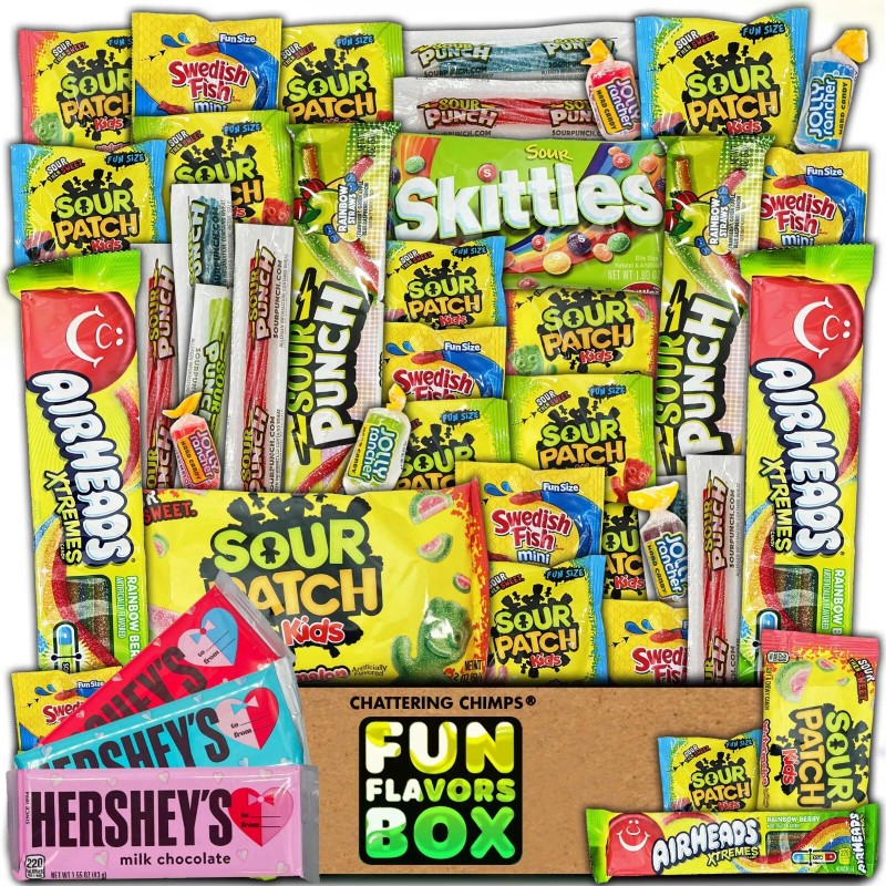 Fun Flavors Box Sour Candy Box Valentines Day Hershey Bar,