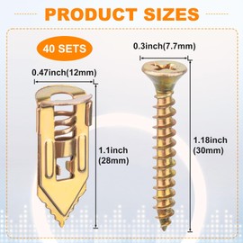 SmallCat 80pcs Heavy Duty Wall Anchors, Metal Self-Drilling Anchors and Screws, Dry Wall Screw Anchor Kits, No Drill or Holes in Wall (40 Pcs 0.47 x 1.1 inch Steel Anchors, 40 Pcs Zinc Screws)