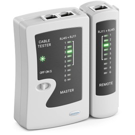 deleyCON deleyCON Netzwerk Kabeltester RJ11 RJ12 RJ45 ISDN LAN Netzwerkkabel Patchkabel CAT6 CAT7 CAT8 Kabel Tester Leitungstester Kabelprfer - Grau