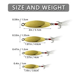CWSDXM Fishing Spoons Fishing Lures Casting Spoon Metal Jig Lure Trout Lures for Freshwater/Saltwater, Reflective Spoons Bait with Treble Hooks Fishing Tackle 0.17 oz - 0.63 oz 5 Pcs