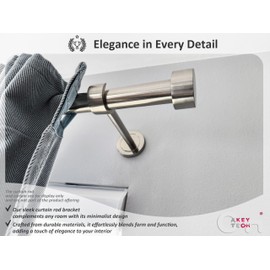 Curtain Rod Bracket for Wall, 2pcs Heavy Duty Curtain Rod Holders for up to 1 inch rods, Long Curtain Brackets with Installation Accessories Included, Set of 2, Brushed Nickel