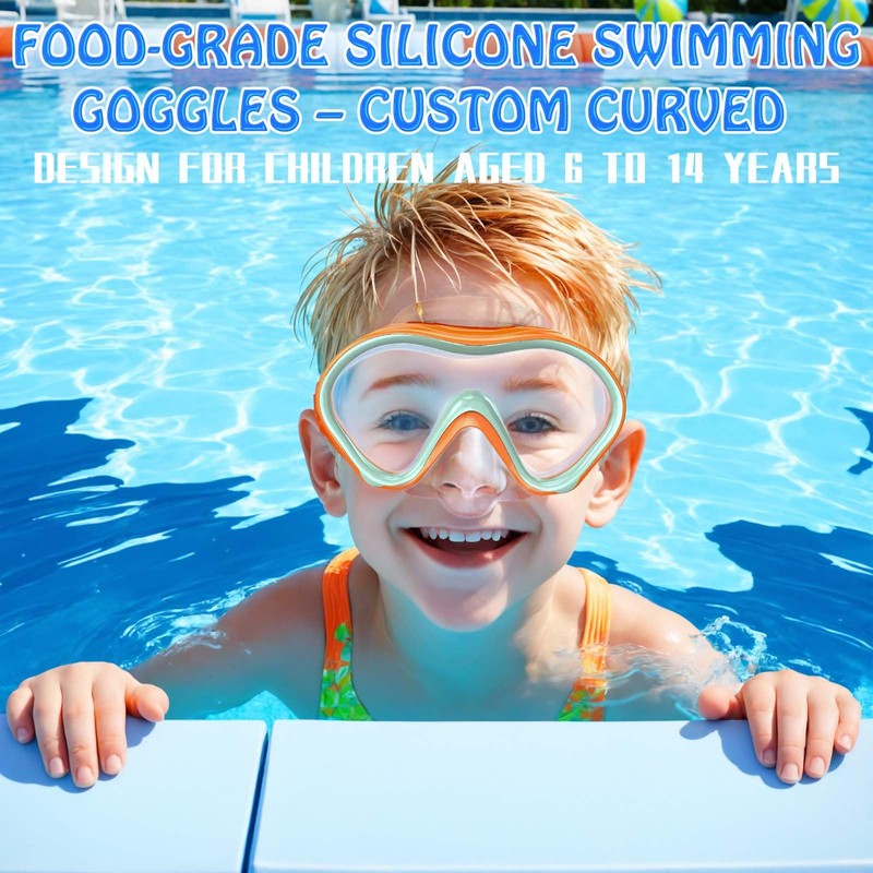 Kids Swim Goggles with Nose Cover -Diving Mask Leak-Proof Design