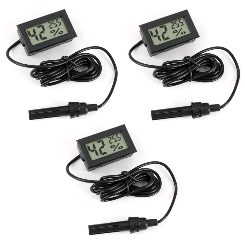 teasteam Digital Thermometer Hygrometer 3 Pack Mini Humidity Meter Reptile
