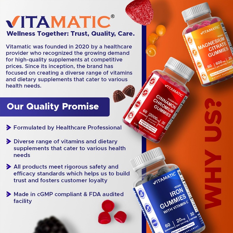 Vitamatic Mushroom Complex with D3, 60 Pectin Based Gummies