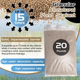 Nuanchu 20lb Granular Sodium Bentonite Clay for Pond Sealing Granular All Natural Pond Sealant Bentonite Clay Powder Natural Soil Liner for Pool Leak Repair Dam Sealer Cat Litter Clumping