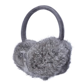 ZLYC Womens Girls Genuine Rabbit Fur EarMuffs Adjustable Ear Warmers (Grey)